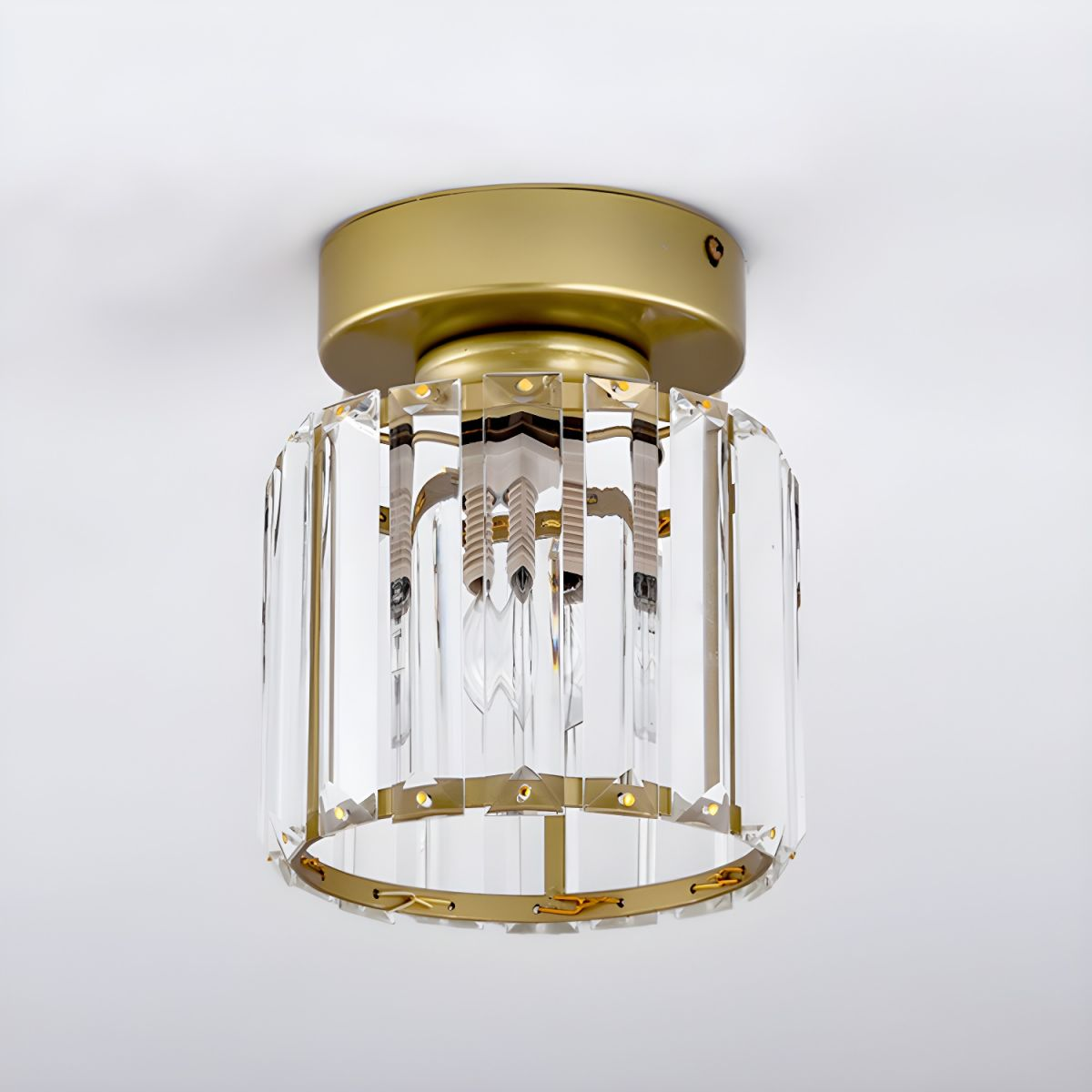 Inbouw Plafondlamp Met Kristalglas En Compact Ontwerp Voor Heldere Gangverlichting