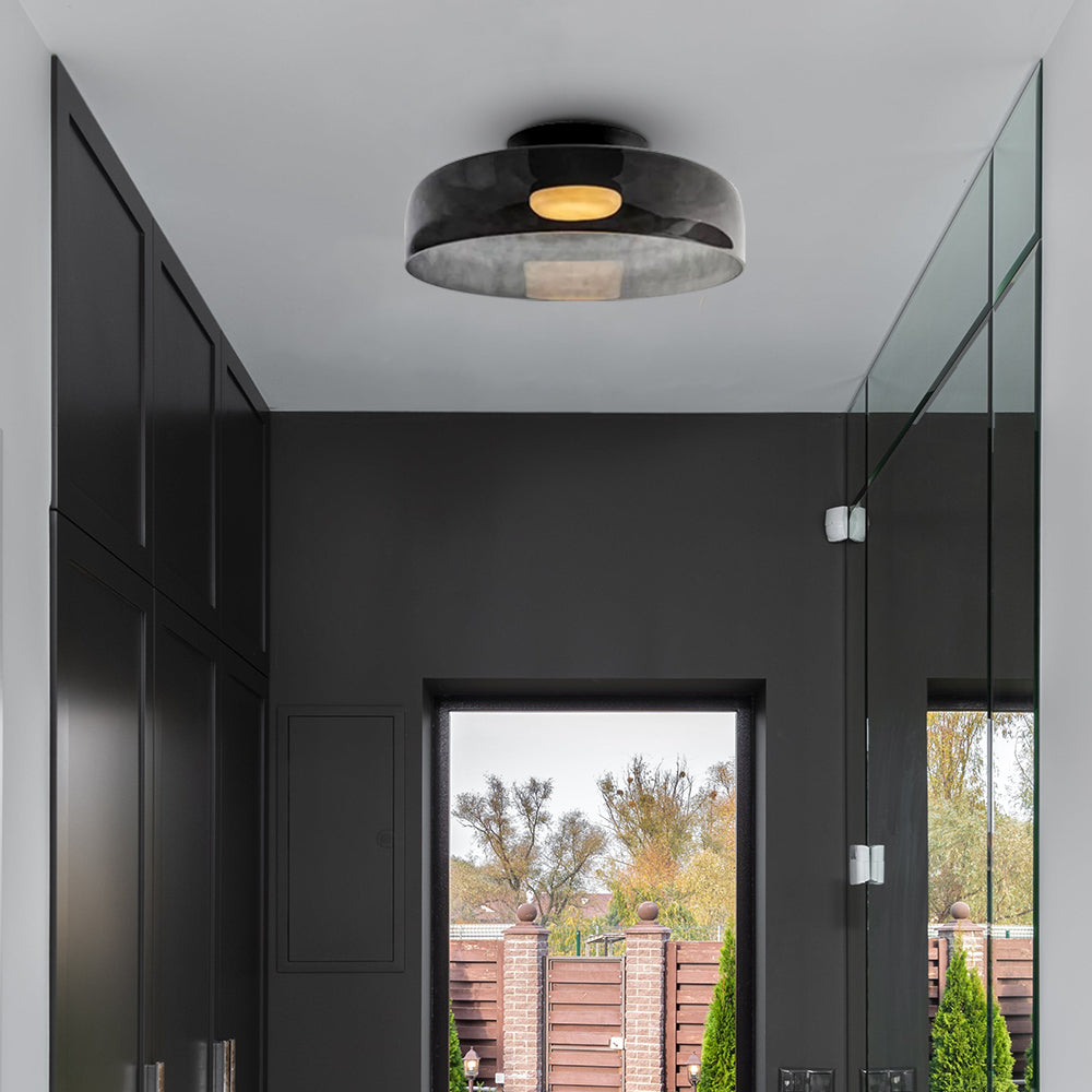 Glazen Plafondlamp Met Gelaagde Vorm En Moderne Sfeerverlichting