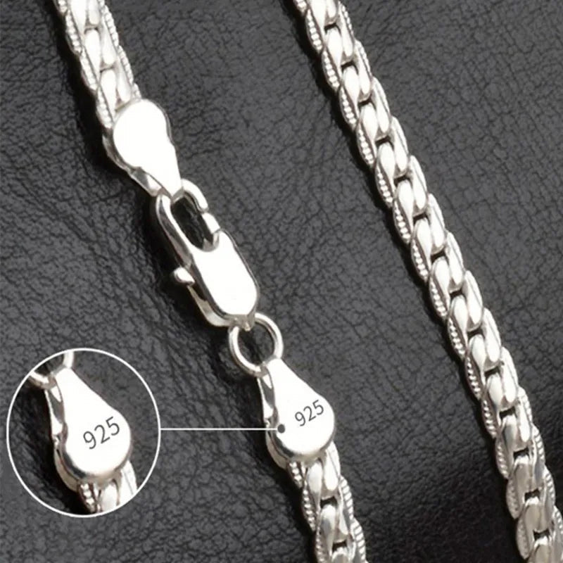 Schakelketting van Sterlingzilver voor Dames met Vlakke Schakels