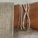 Vijfdelige armbandenset van roestvrij staal voor gelaagd dragen