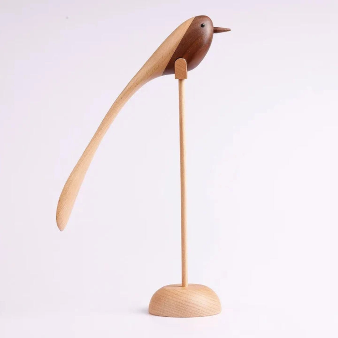 Scandinavische Houten Vogelsculpturen – Set van 2