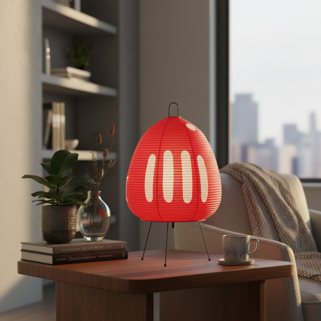 Japanse Tafellamp of Vloerlamp met Organische Papieren Vorm en Warme Sfeerverlichting