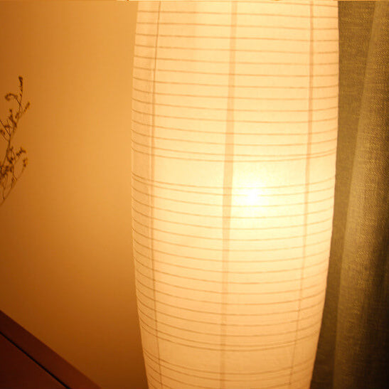 Scandinavische Rijstpapier Vloerlamp met Houten Voet