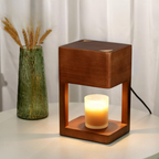 Houten Tafellamp met Warme LED‑Sfeerverlichting en Waxverwarmer