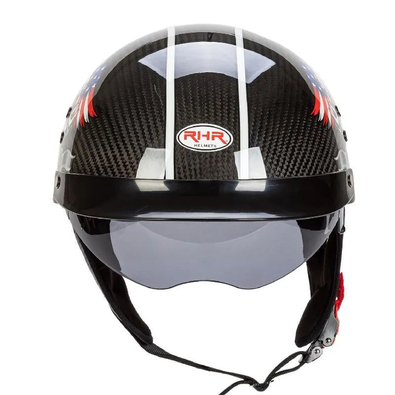 Carbon Half‑Face Motorhelm met Lichtgewicht Constructie en Veiligheidscertificering