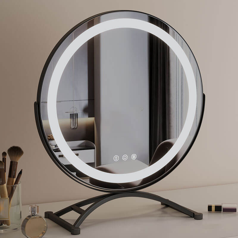 Make-upspiegel met Dimbare LED-Rand en Draaibaar Frame voor Kaptafel