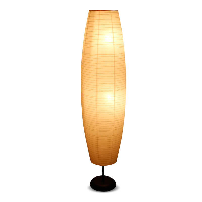 Scandinavische Rijstpapier Vloerlamp met Houten Voet
