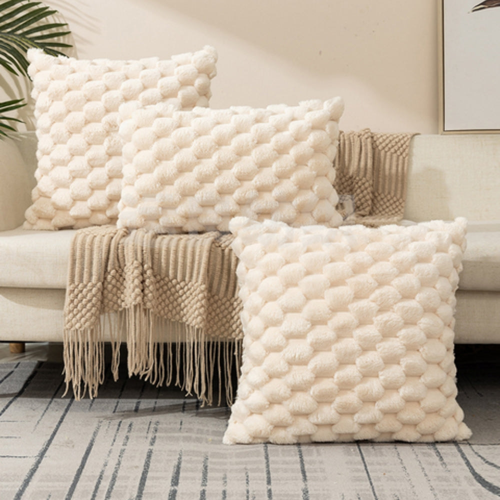 Kussenhoes Met Zachte 3D‑Textuur En Luxe Pluche Structuur
