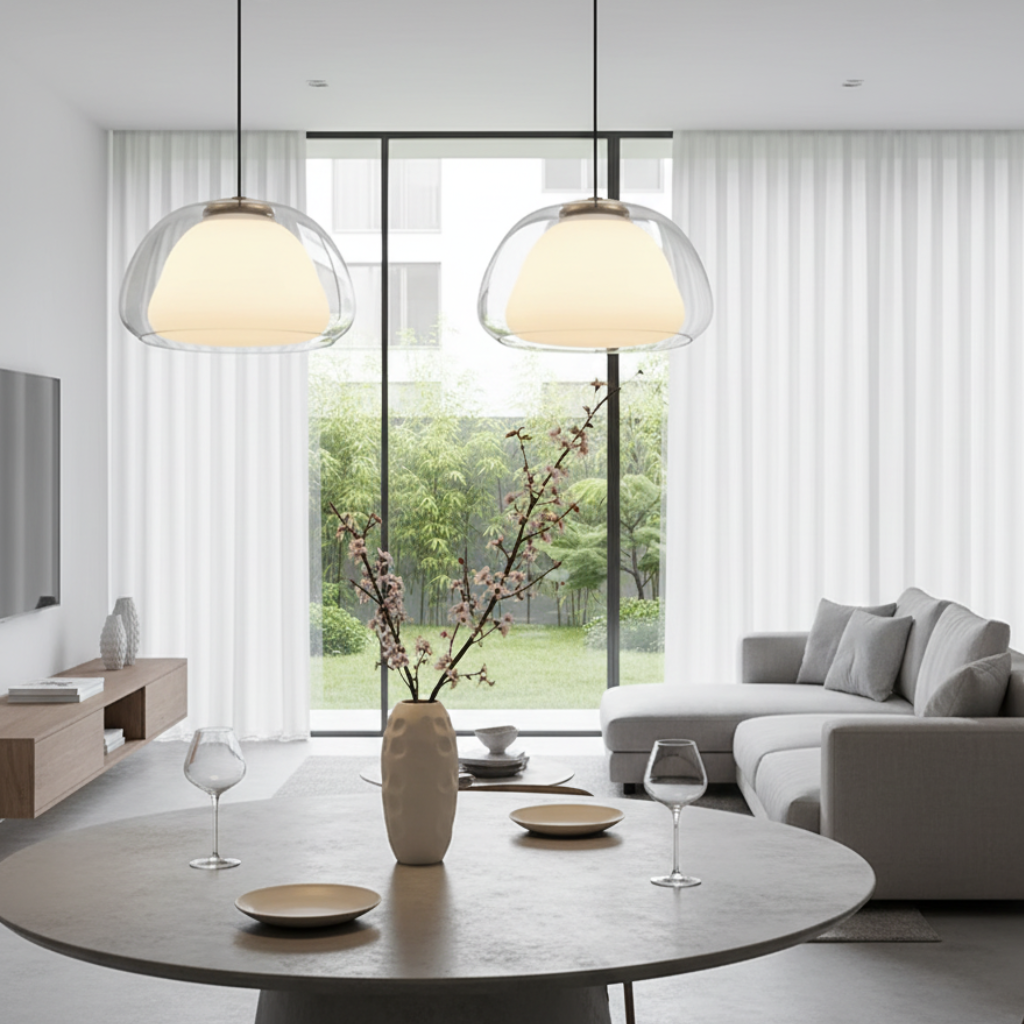 Hanglamp met Glazen Koepel en Verstelbare Ophanging