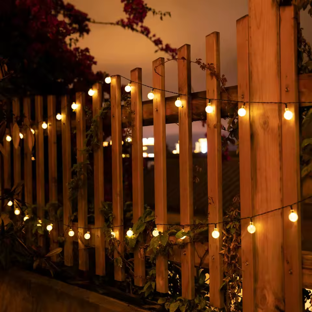 Solar LED Lichtsnoer voor Buiten met Kristallen Lampen en Warmwit Licht