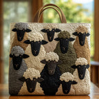 Handgequilt Schapen Tote met Ambachtelijke Constructie en Duurzame Draagkracht