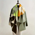 Omkeerbare Ponchosjaal Met Geometrisch Patroon Voor Herfst En Winter