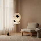 Japanse Vloerlamp met Papieren Kap en Warme Rustgevende LED‑Sfeerverlichting