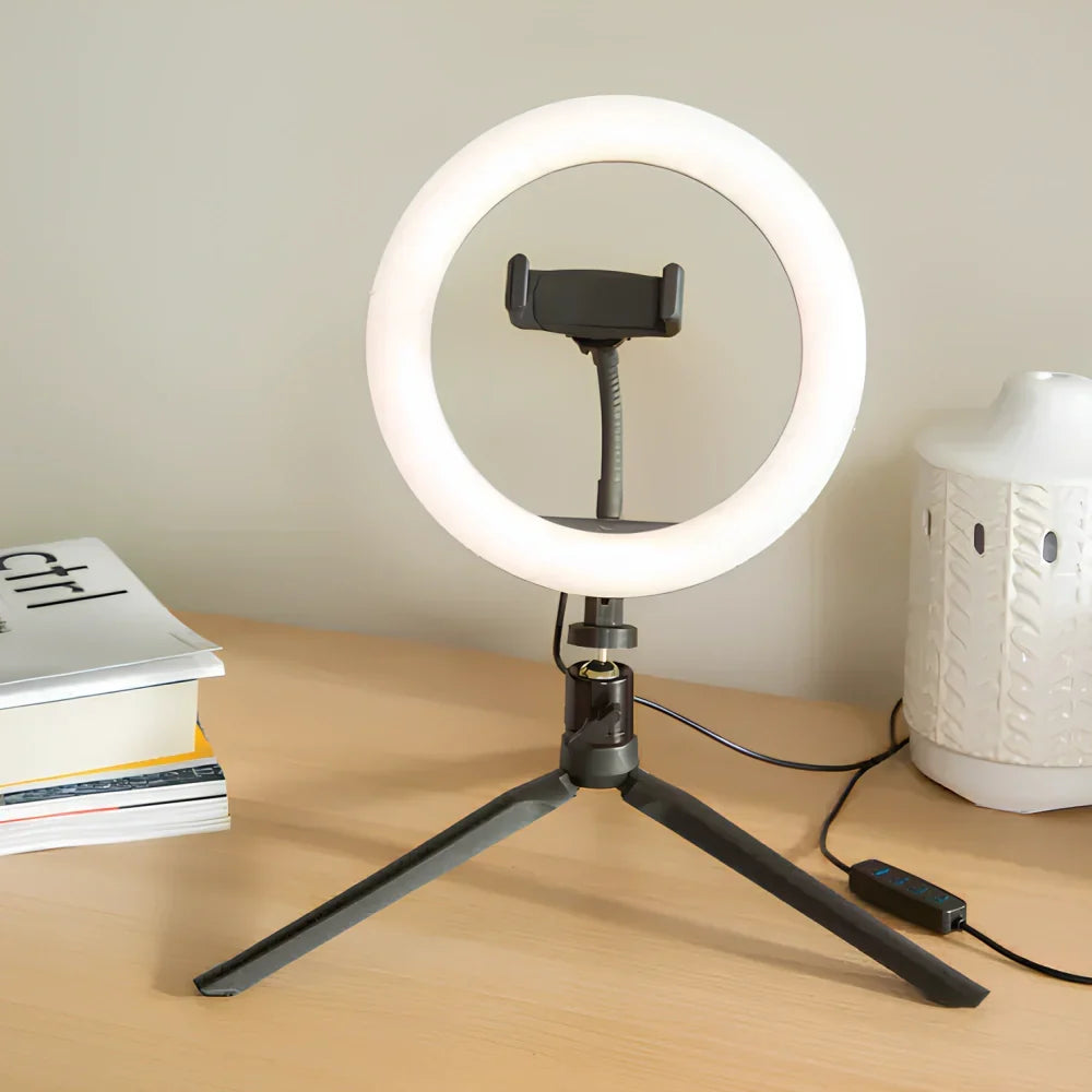 LED‑Ringlamp met Verstelbare Lichtstanden en Flexibele Binnenverlichting