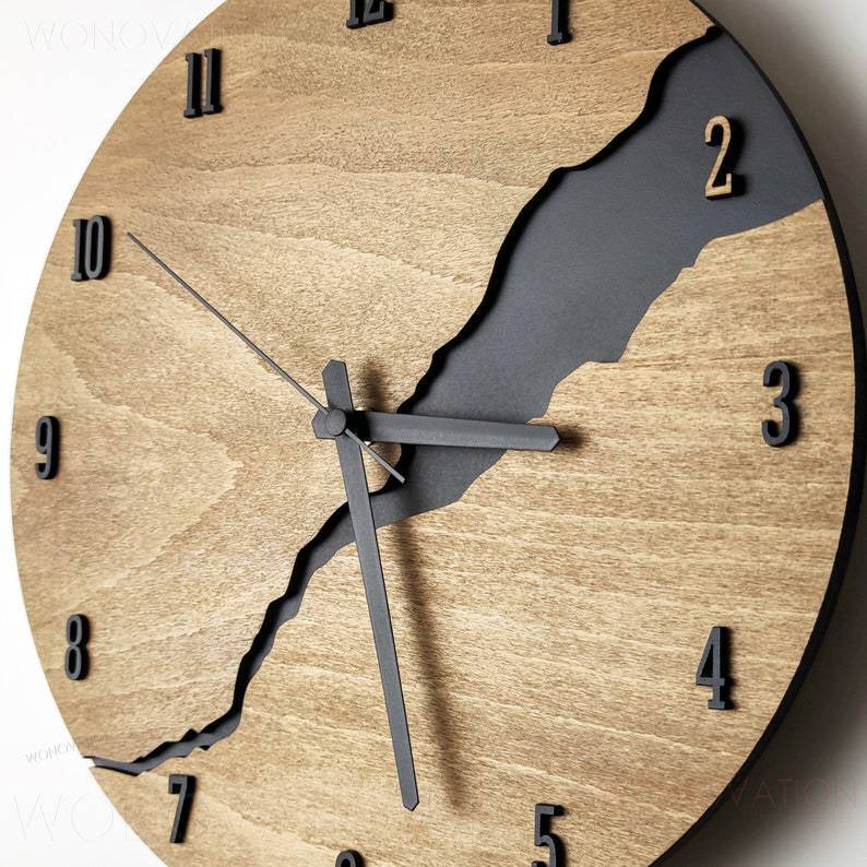 Houten Wandklok met Minimalistisch Ontwerp voor Woonkamer en Kantoor