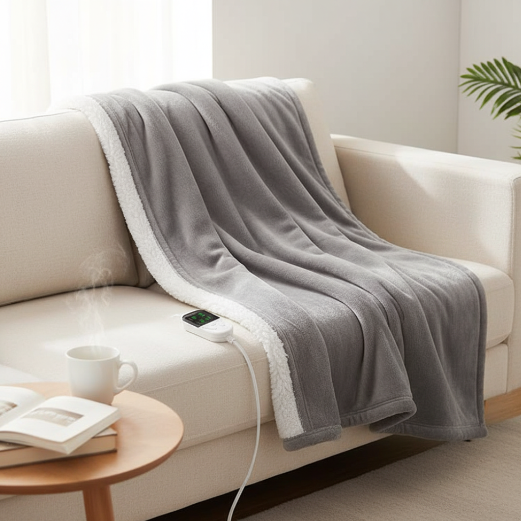 Elektrische Fleece Deken met Instelbare Warmte en Zachte Comfortstructuur