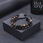 Dubbel Laags Kristallen Armband met Elastische Pasvorm en Luxe Geschenkdoos