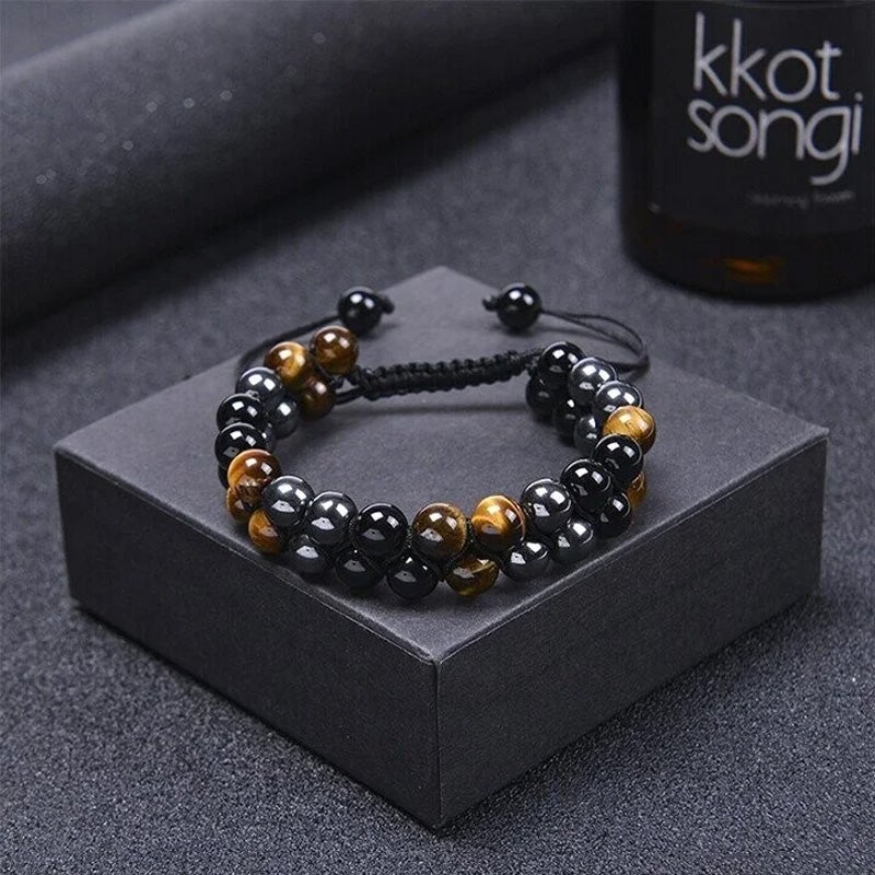 Dubbel Laags Kristallen Armband met Elastische Pasvorm en Luxe Geschenkdoos