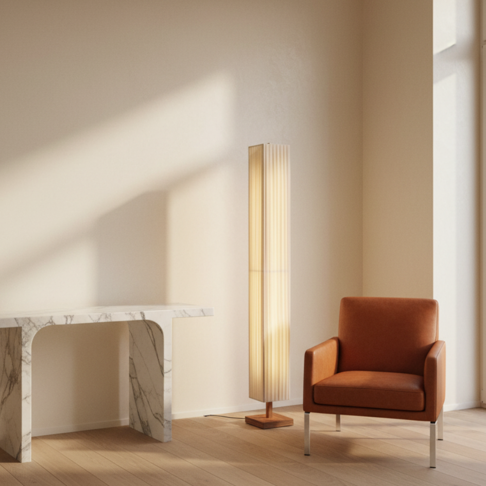 Japanse Vloerlamp met Houten Basis en Zachte Warme Sfeerverlichting