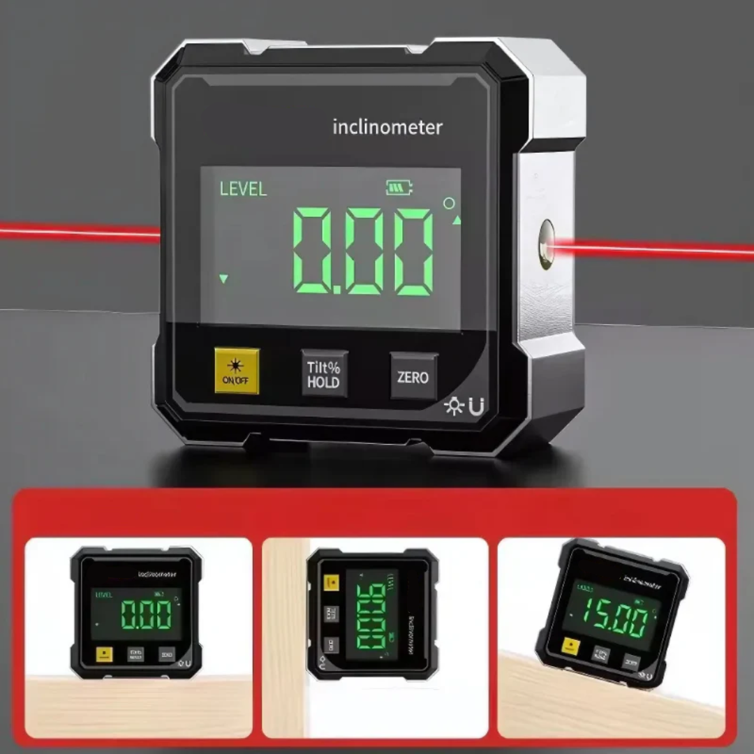 Digitale Hellingsmeter met Laser en Magnetische Zijden voor Nauwkeurige Metingen