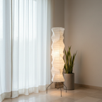 Japanse Vloerlamp met Organische Vorm en Zachte Rustgevende Sfeerverlichting