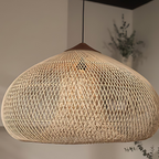 Rieten Hanglamp Met Handgevlochten Kap En Zachte Natuurlijke Lichtspreiding