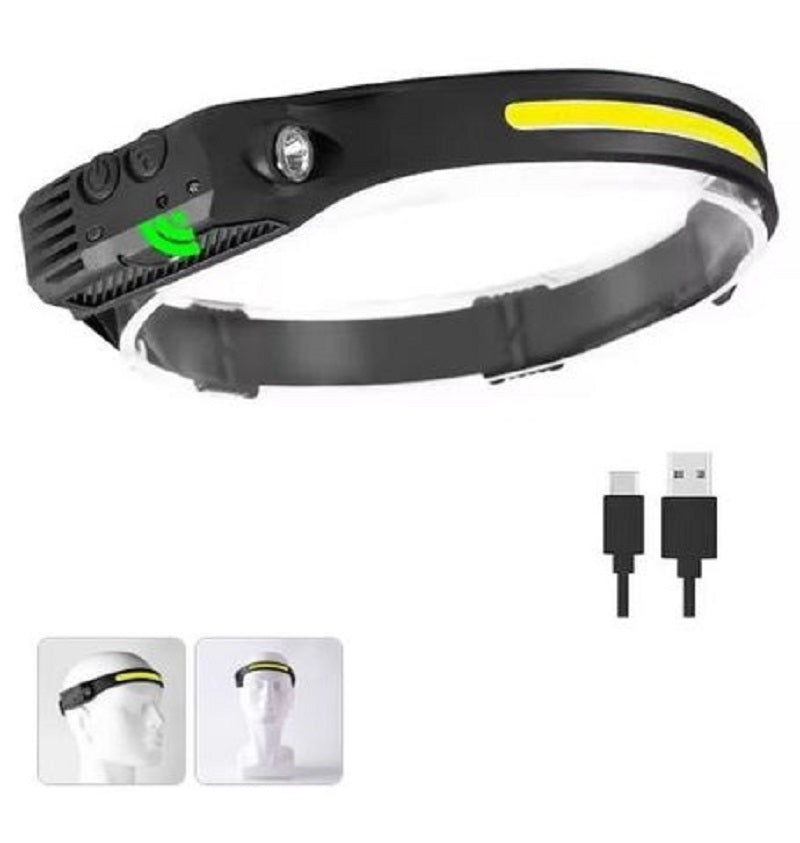 Handsfree Hoofdlamp met Golfsensor en Breedhoekverlichting voor Outdoor, Sport en Noodgebruik