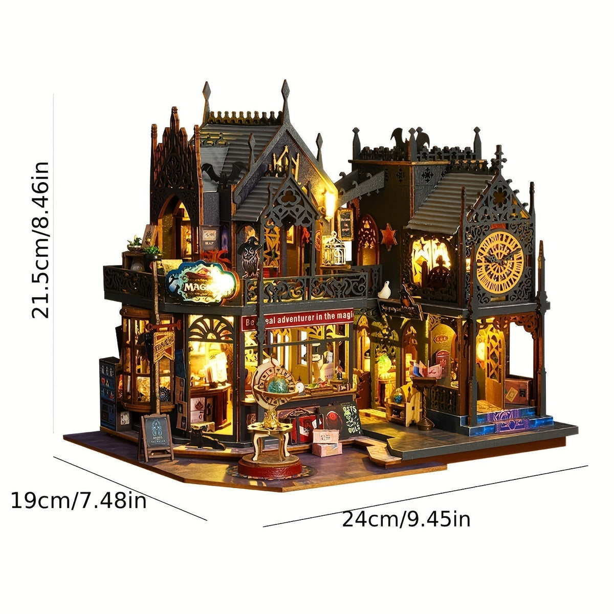 3D Houten Boekhuis met LED Licht en Decoratieve Constructie
