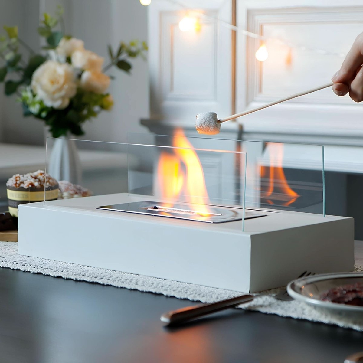 Compacte Bioethanol Tafelhaard met Modern Ontwerp en Gezellig Vlammenspel