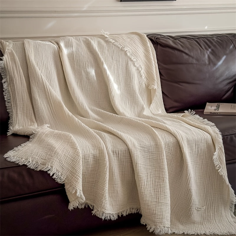 Katoenen Mousseline Plaid met Franjes voor Bank, Bed en Woonkamer