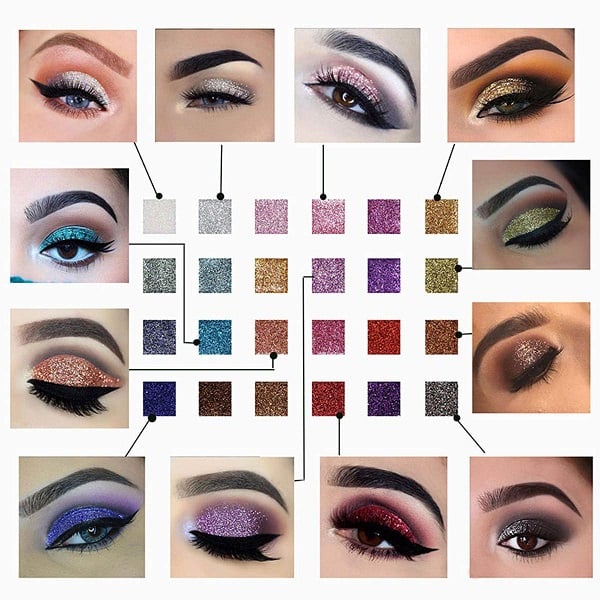 Glitteroogschaduwpalet met 10 sprankelende tinten