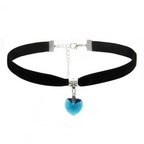 Choker van Fluweel met Hartvormige Hanger en Verlengketting
