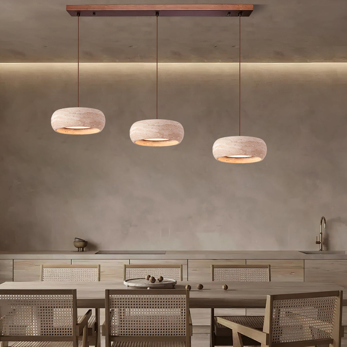 Travertin Hanglamp Met Slank Profiel En Dimbare Lichtkleuren Voor Moderne Ruimtes