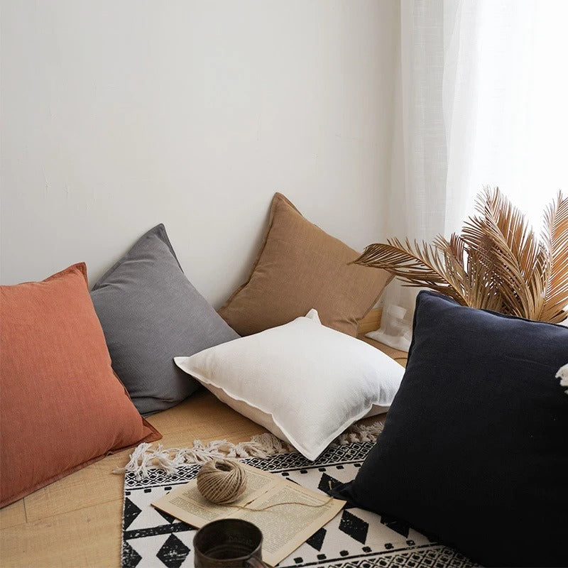 Linnenvezel Kussenhoes Met Koele Textuur En Luxe Zachte Afwerking Voor Sofa En Slaapkamer