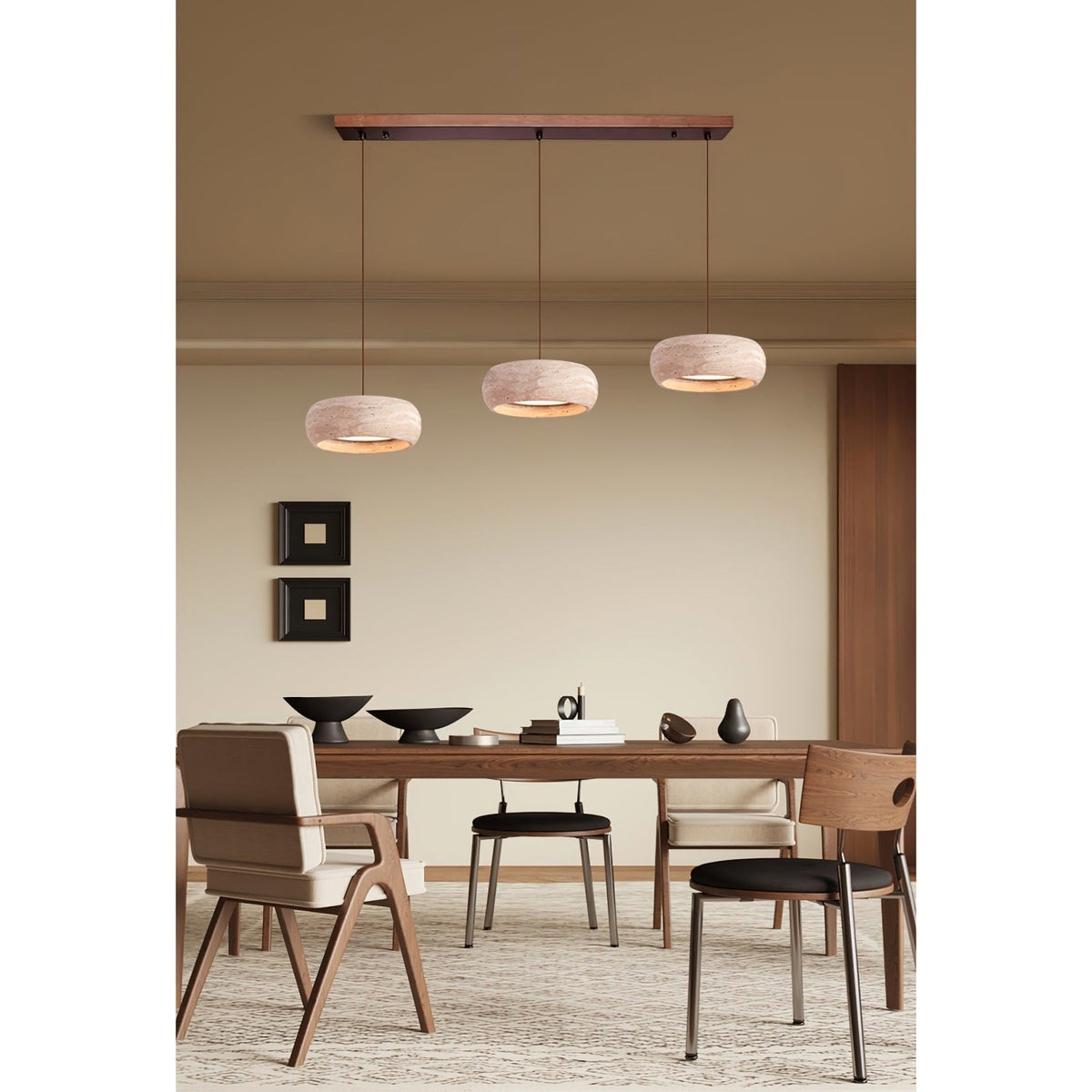 Travertin Hanglamp Met Slank Profiel En Dimbare Lichtkleuren Voor Moderne Ruimtes