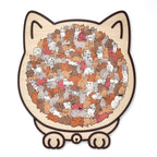 Rustgevende Houten Kattenpuzzel in Morandi‑kleuren