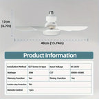 E27 plafondventilator met dimbare LED-lamp en afstandsbediening