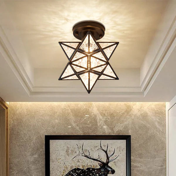 Sculpturale Plafondlamp Met Warme Gloed En Dagelijkse Stervormige Lichtaccenten