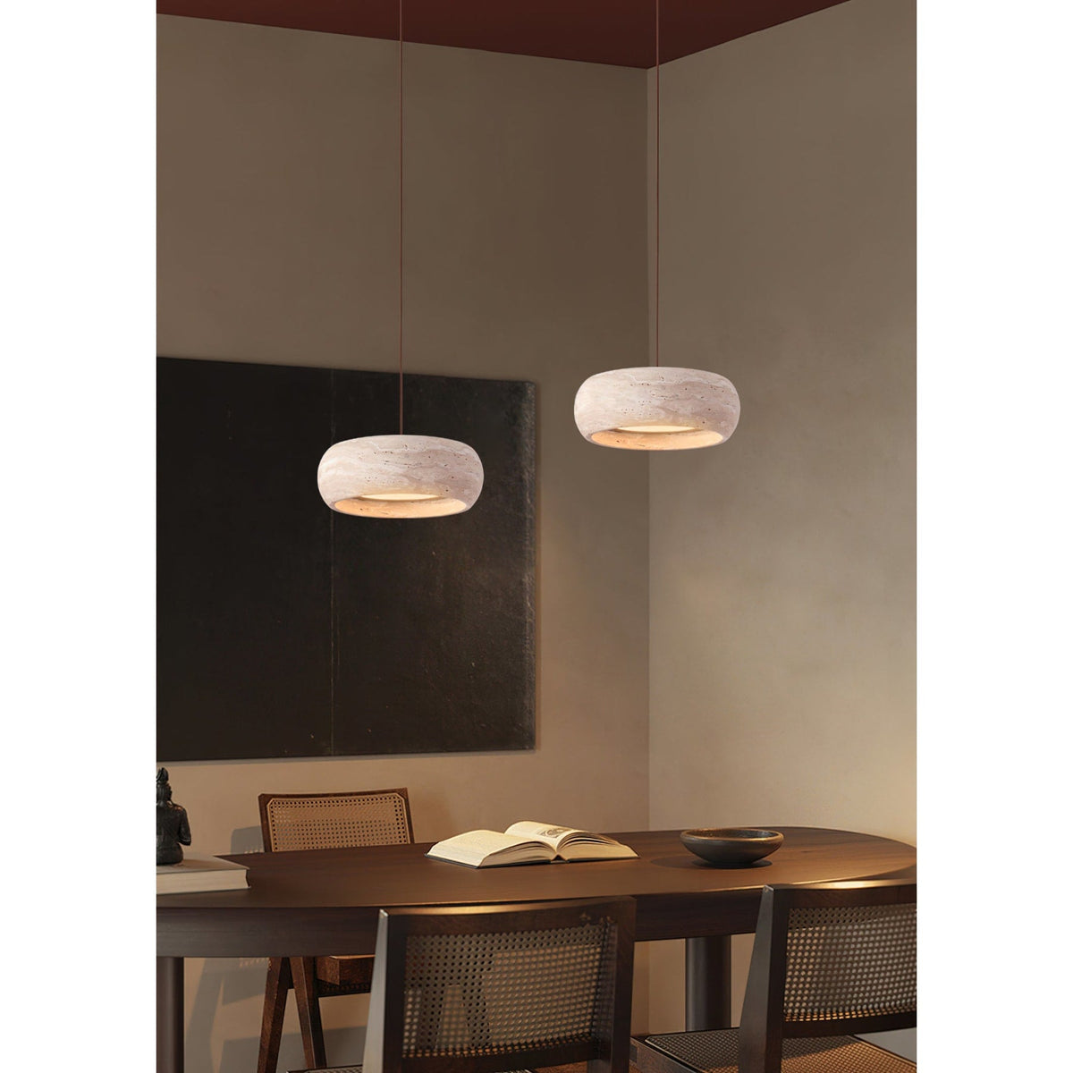 Travertin Hanglamp Met Slank Profiel En Dimbare Lichtkleuren Voor Moderne Ruimtes