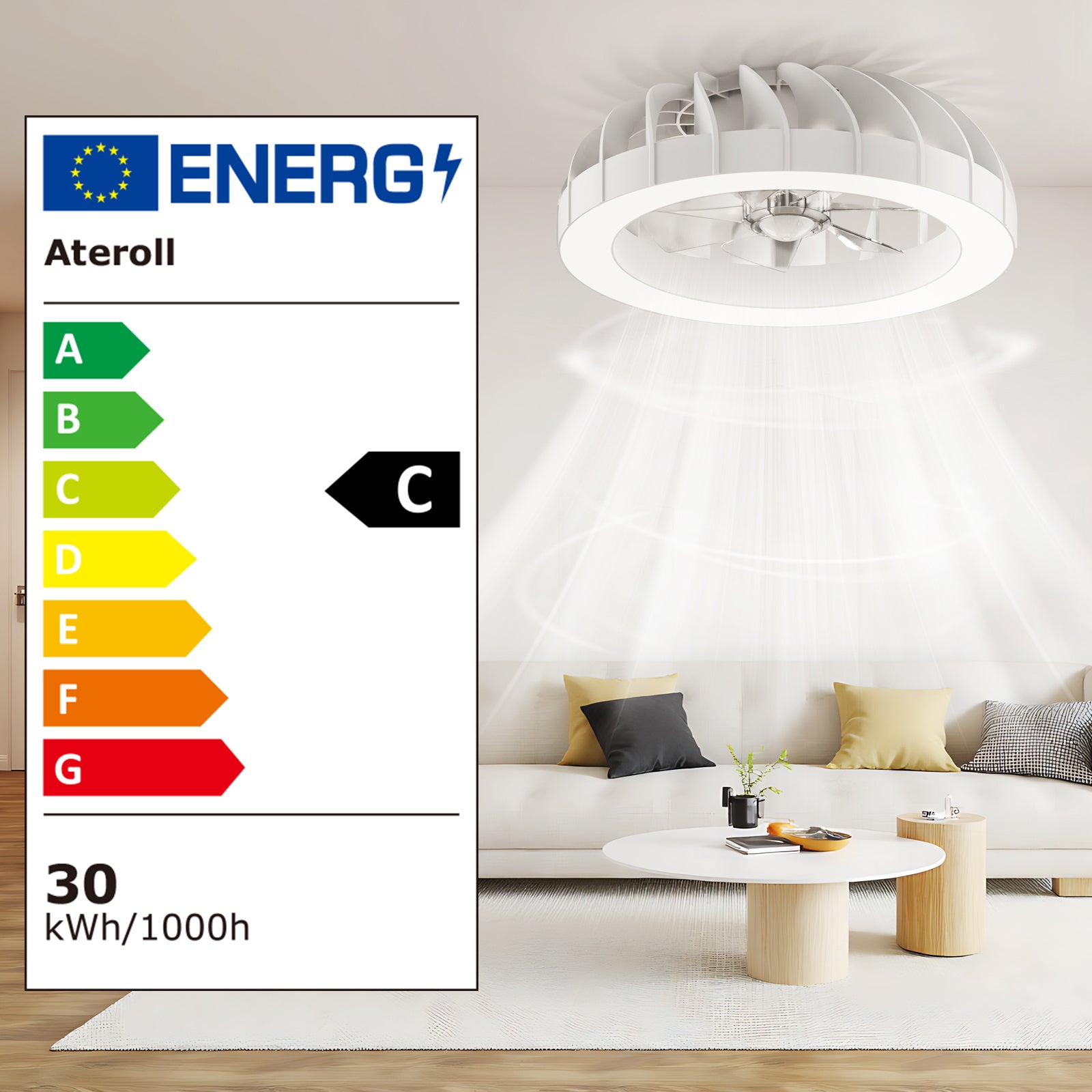 Plafondventilator met RGB LED-Verlichting en Dimbare Lamp voor Woonkamer