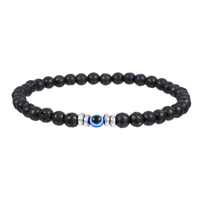 Kralenarmband van Steen met Oogmotief en Koordsluiting