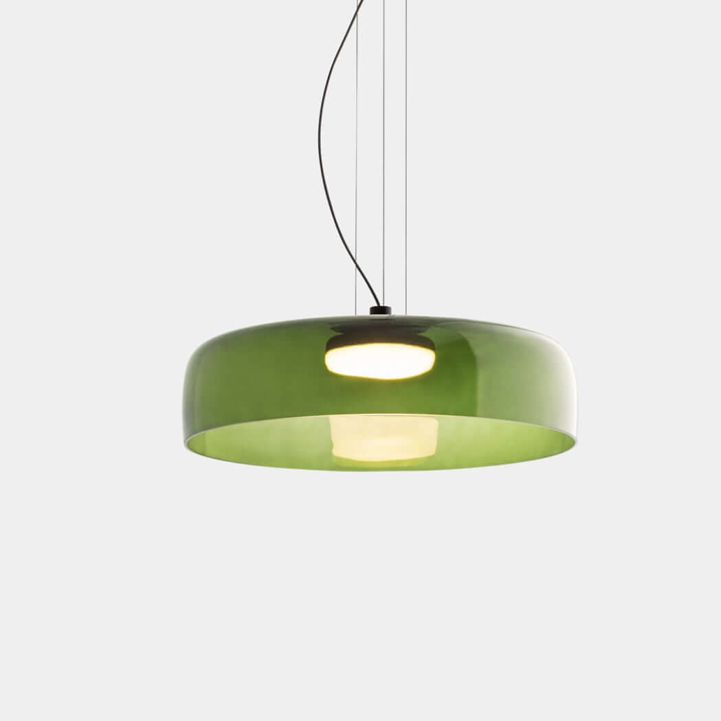 Luxe Glazen Hanglamp met Unieke Handgemaakte Kap voor Warme Sfeerverlichting