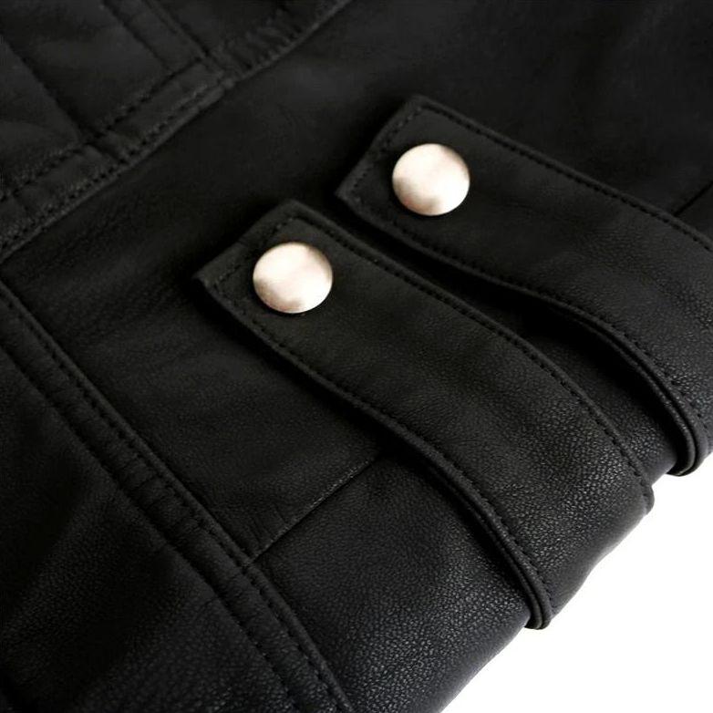 Bikerjack voor Heren van Imitatieleer met Rits en Streepdetails