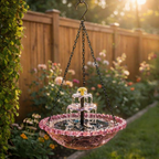 Vogelbad van Glas met Hangketting en Zonnefontein voor Tuin en Terras