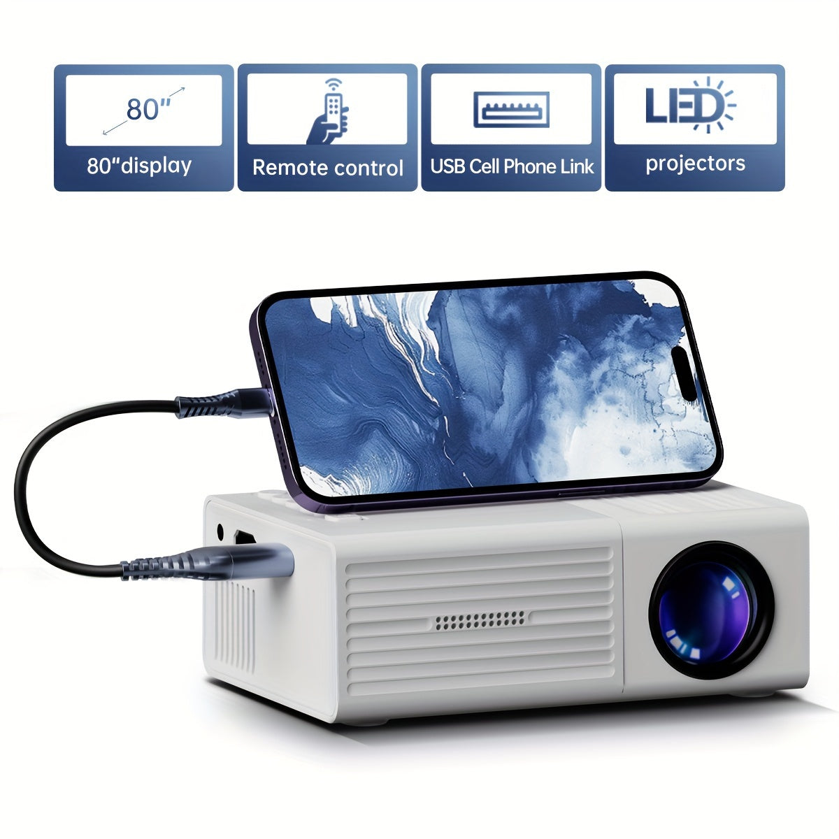 Mini Projector met Hoge Helderheid voor Binnen en Buiten