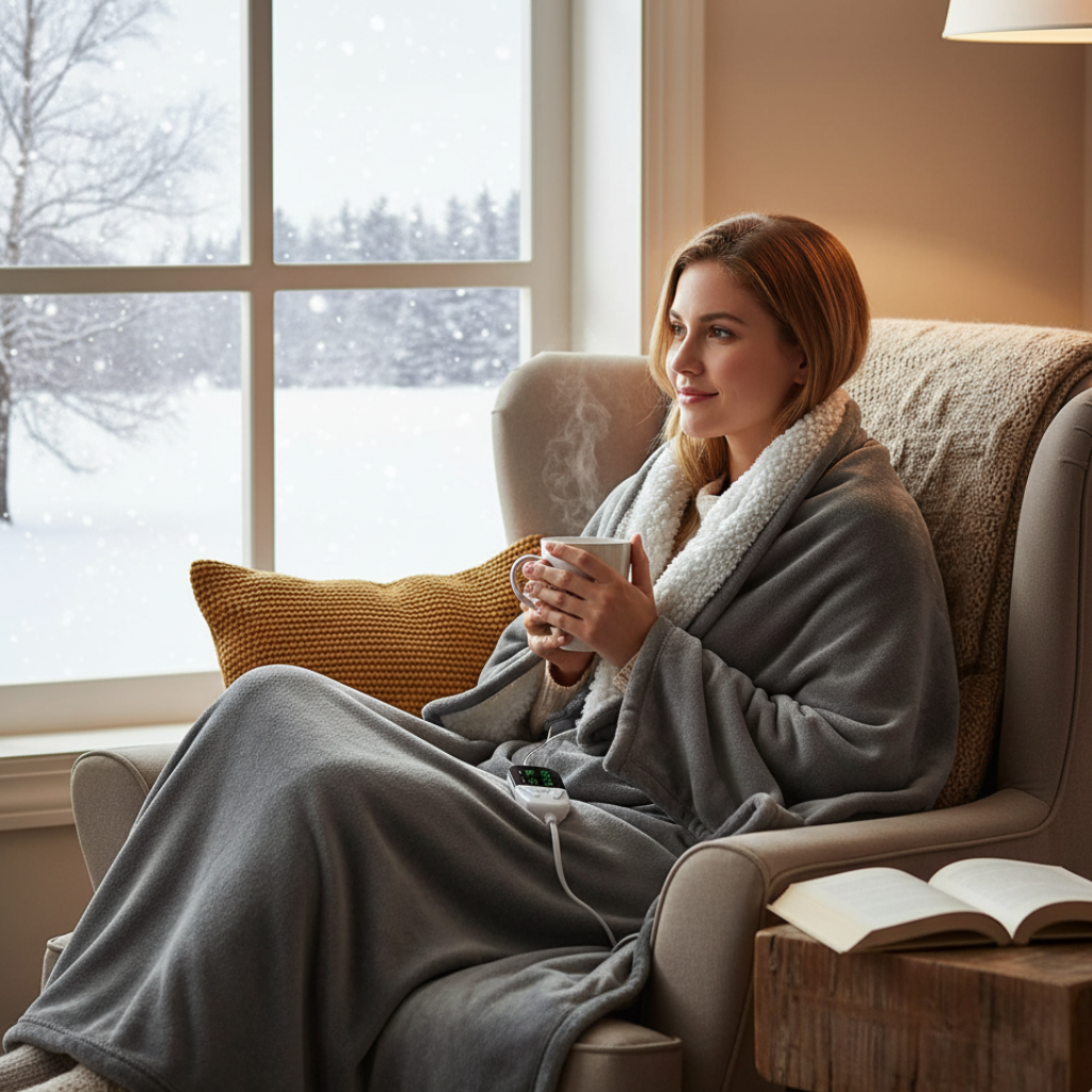 Elektrische Fleece Deken met Instelbare Warmte en Zachte Comfortstructuur