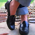 Leren Instap Loafers voor Vrouwen met Lage Hak en Vintage Ontwerp