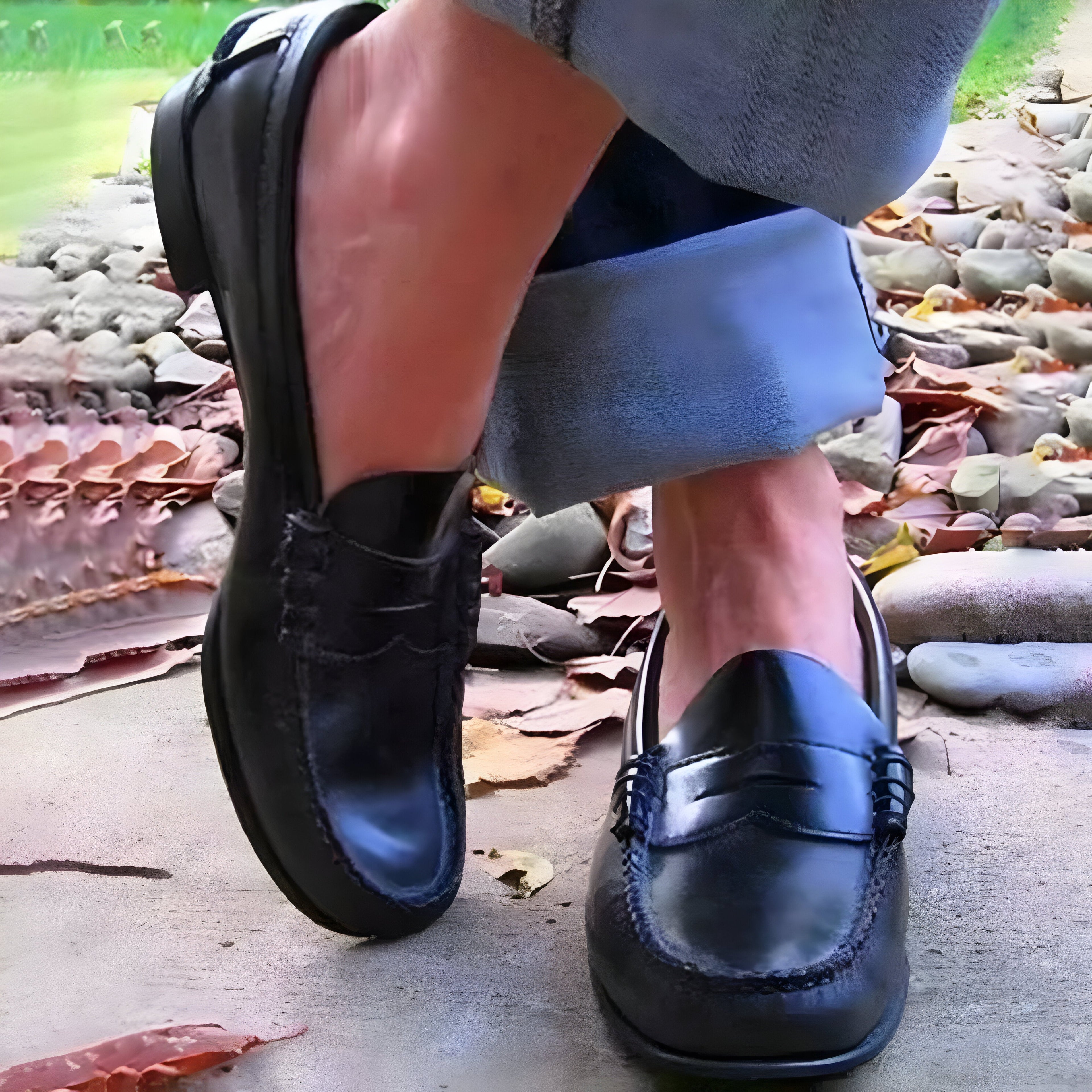 Leren Instap Loafers voor Vrouwen met Lage Hak en Vintage Ontwerp