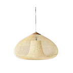 Rieten Hanglamp Met Handgevlochten Kap En Zachte Natuurlijke Lichtspreiding