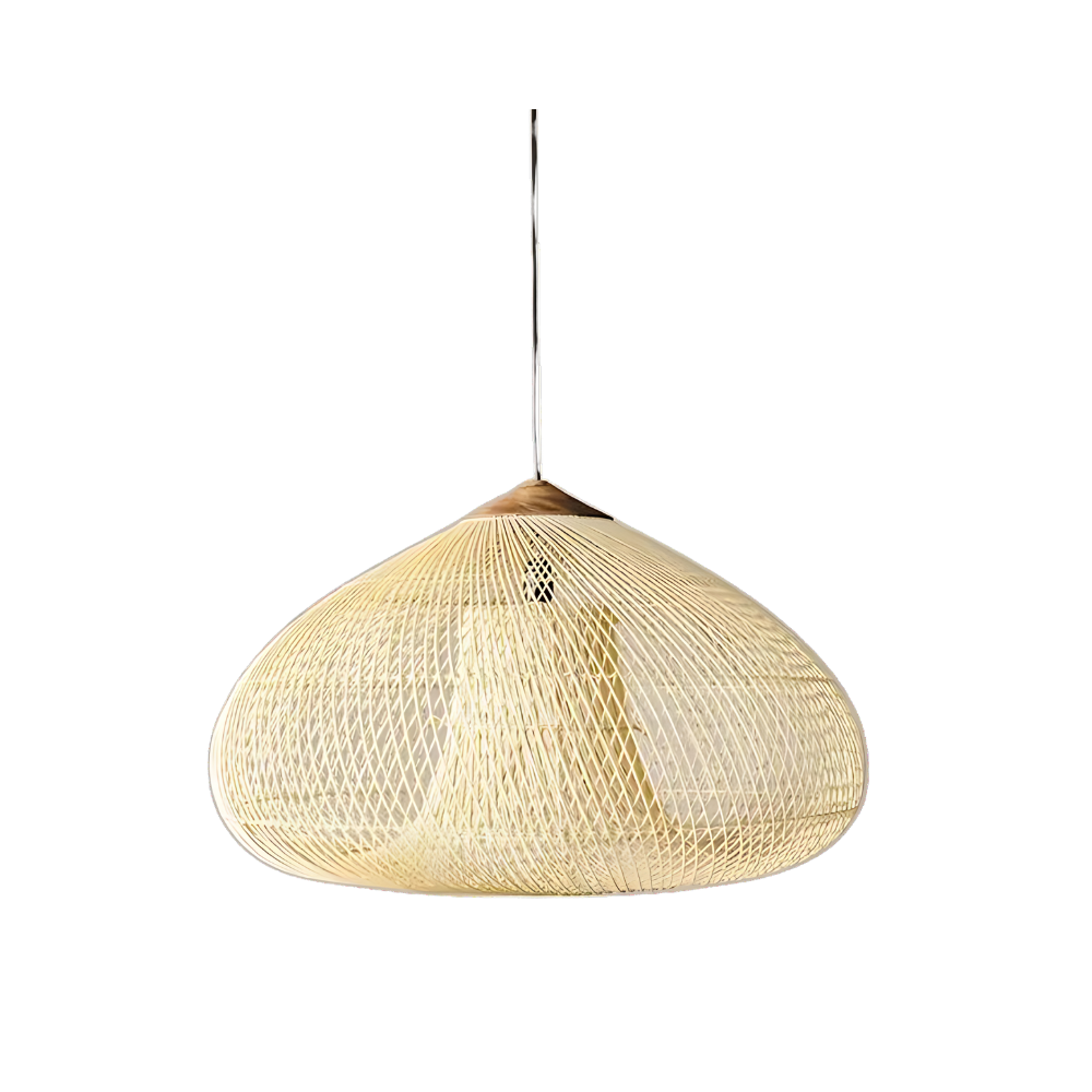 Rieten Hanglamp Met Handgevlochten Kap En Zachte Natuurlijke Lichtspreiding